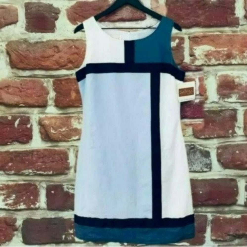 RODO CHAMBRAY DENIM COLORBLOCK WOMEN'S SHIFT DRESS